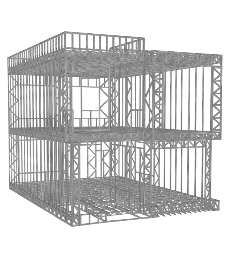 a Steel Framing structure with a black background